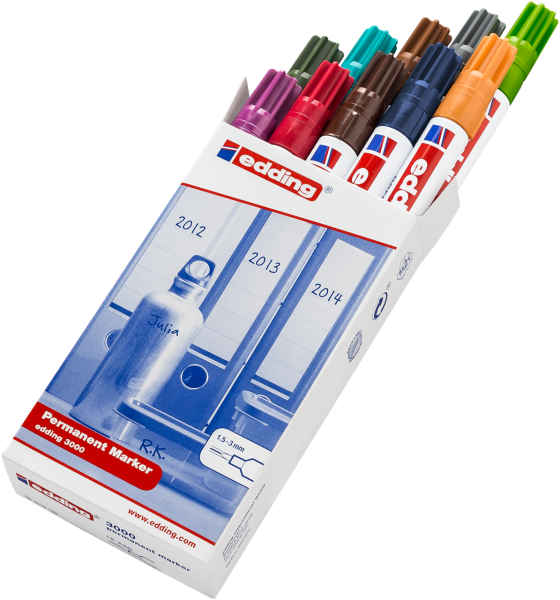 edding 3000 Permanentmarker sortiert (10er Faltschachtel)