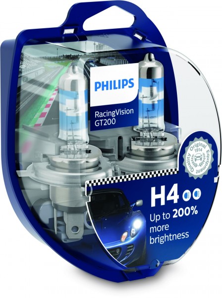 Philips RacingVision GT200 H4 12V 60/55W P43t-38 (2er Box)