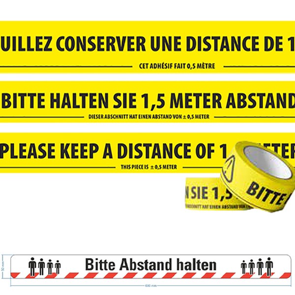 Papyrus Klebeband "BITTE HALTEN SIE 1,5 METER ABSTAND" 50 mm x 66 m
