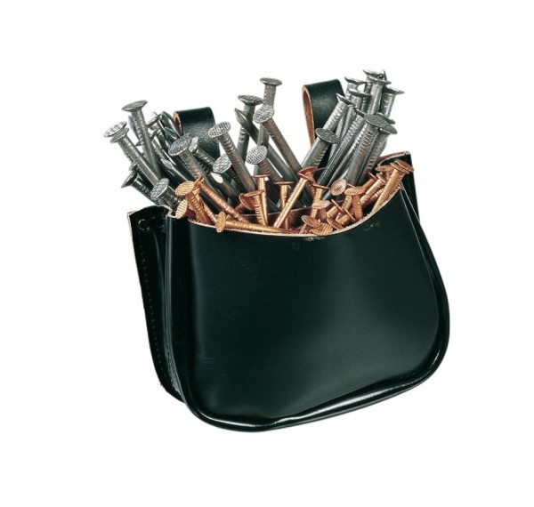 STRAUSS Nageltasche 2 Fächer Leder schwarz