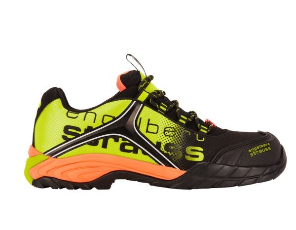 STRAUSS S1 Sicherheitshalbschuhe Merak schwarz/warngelb/warnorange