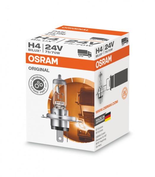 OSRAM ORIGINAL LINE H4 Halogen Birne P43t 24V/75-70 W (1er Faltschachtel)