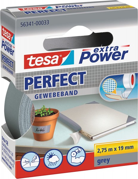 tesa Gewebeband extra Power Perfect grau 2,75 m x 19 mm