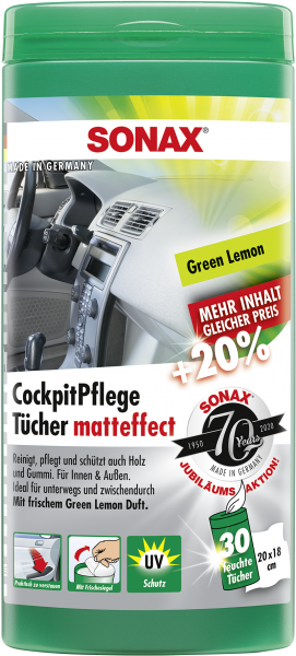 SONAX CockpitPflegeTücher Matteffect Green Lemon (25er Box)
