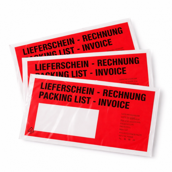 baytronic Dokumententaschen DIN lang "Lieferschein/Rechnung" rot/schwarz 238 x 115 mm (1000 Stück)