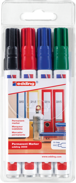 edding 3000 Permanentmarker sortiert (4er Set)