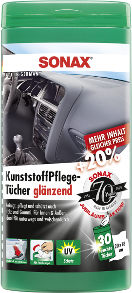 SONAX KunststoffPflegeTücher glänzend (25er Box)