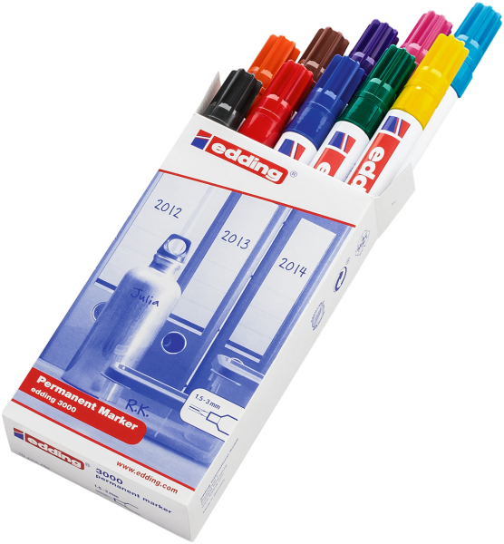 edding 3000 Permanentmarker sortiert (10er Faltschachtel)