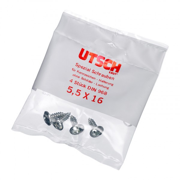 UTSCH Schrauben für Kennzeichenhalter 5,5 x 16 mm (4er Blister)