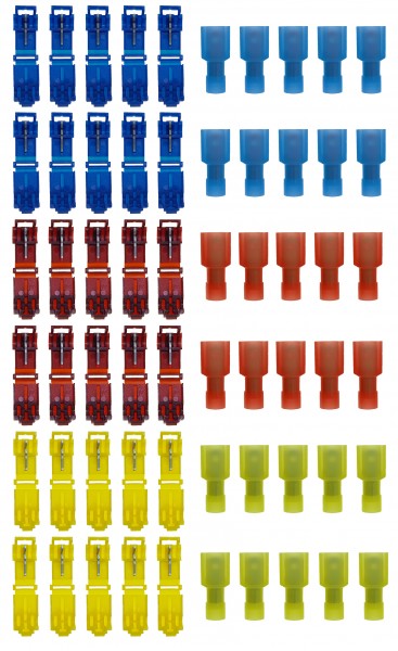 baytronic 30x T-Schnellverbinder + 30x vollisolierter Flachstecker