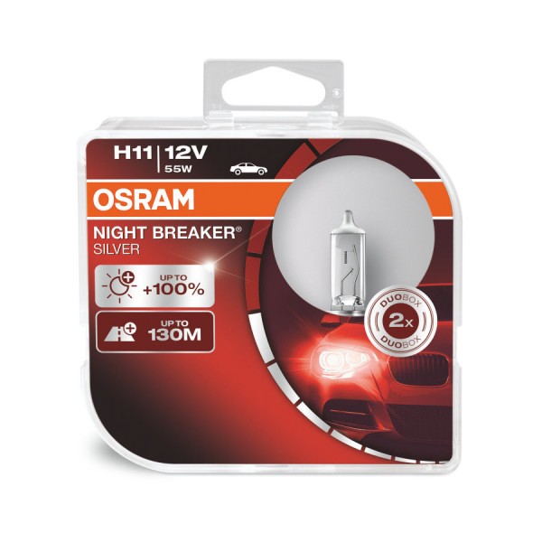 OSRAM NIGHT BREAKER SILVER H11 PGJ19-2 12 V/55 W (2er Box)