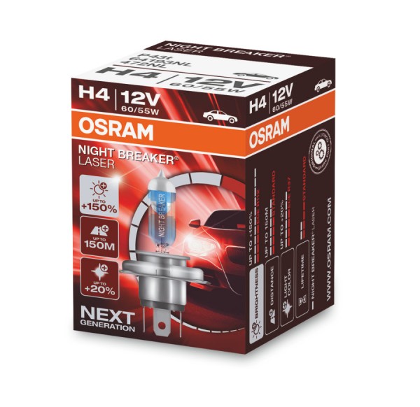 OSRAM NIGHT BREAKER LASER H4 P43t 12 V/60-55 W (1er Faltschachtel)