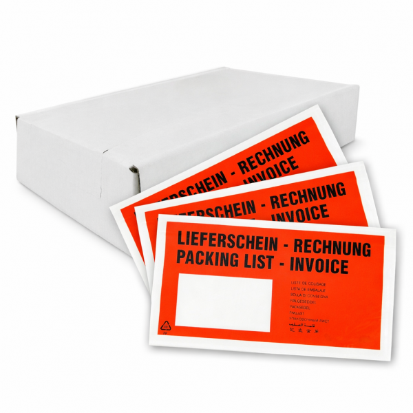 baytronic Dokumententaschen DIN lang "Lieferschein/Rechnung" rot/schwarz 238 x 115 mm (250 Stück)
