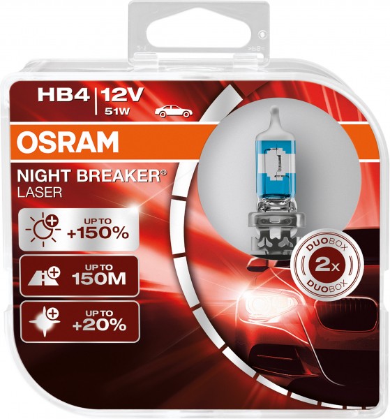 OSRAM NIGHT BREAKER LASER HB4 P22d 12 V/51 W (2er Box)