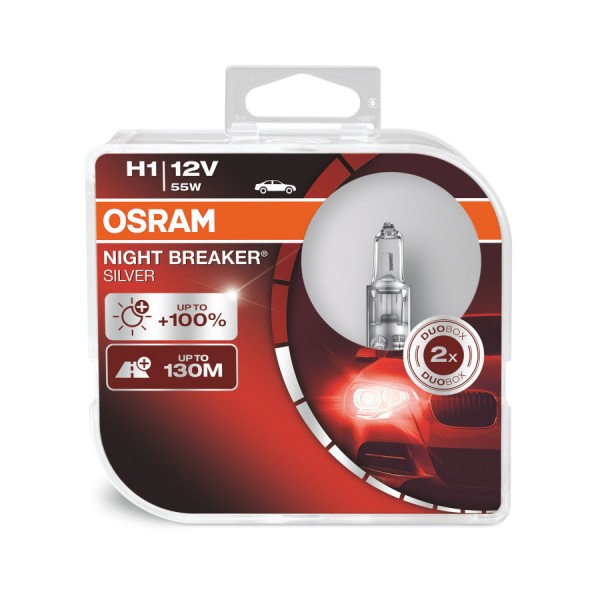 OSRAM NIGHT BREAKER SILVER H1 P14.5s 12 V/55 W (2er Box)