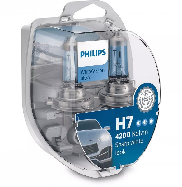Philips WhiteVision Ultra H7/W5W 12V 55W PX26d 4200k (2er Box)