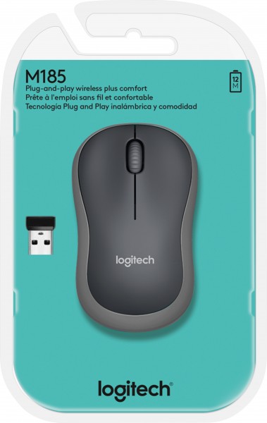 Logitech M185 Wireless Maus 1000 dpi grau