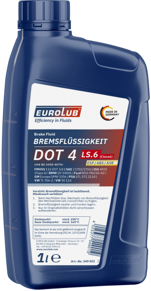 EUROLUB Bremsflüssigkeit DOT4 LS.6 Class6 1 L