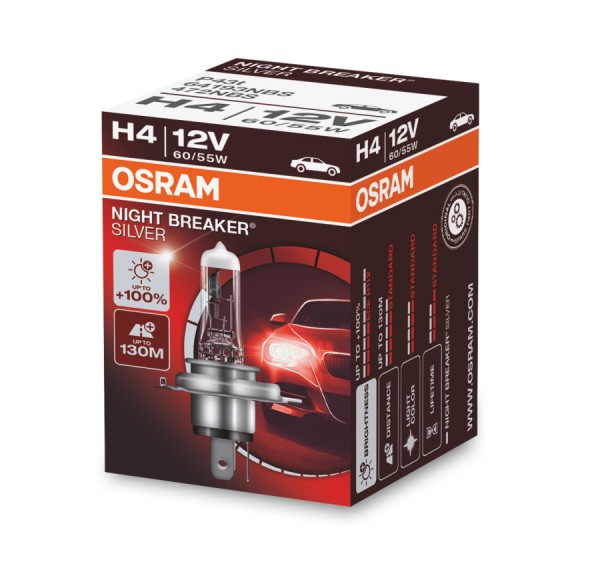 OSRAM NIGHT BREAKER SILVER H4 P43t 12 V/60-55 W (1er Faltschachtel)
