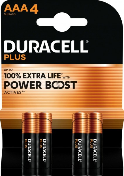 Duracell Plus Alkaline Micro AAA LR03 1.5 V (4er Blister)